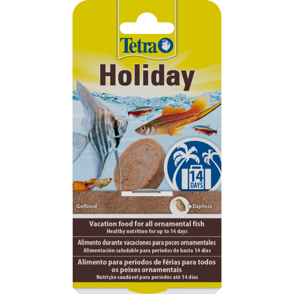 Tetra Holiday Fish gel food block provides fish with up to 14 days of nutrition Enriched with extra-tasty daphnia For optimum water values 30 Gram pack