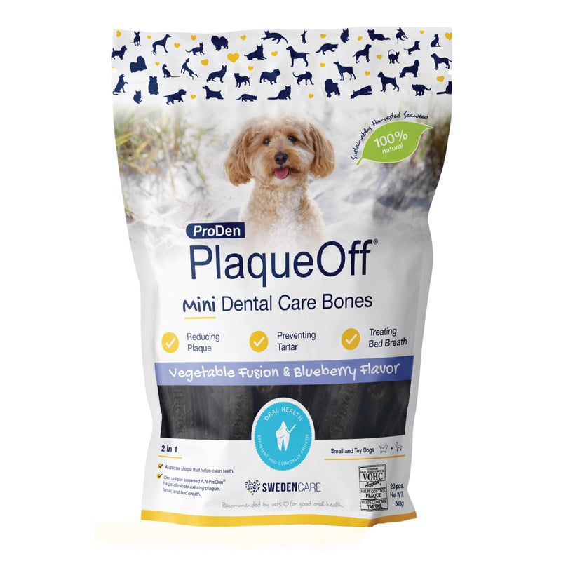 ProDen PlaqueOff Mini Dental Bones Vegetable Fusion and Blueberry for Small and Toy Dogs 340 g (Pack of 20)