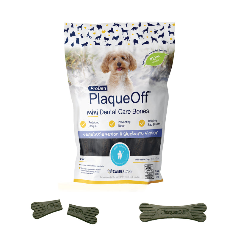 ProDen PlaqueOff Mini Dental Bones Vegetable Fusion and Blueberry for Small and Toy Dogs 340 g (Pack of 20)