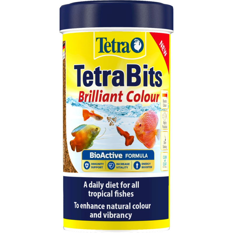 TetraBits Brilliant Colour Fish Food A daily diet for all tropical fishes to enhance natural colour and vibrancy increased nutrient absorption 30 Gram Pack