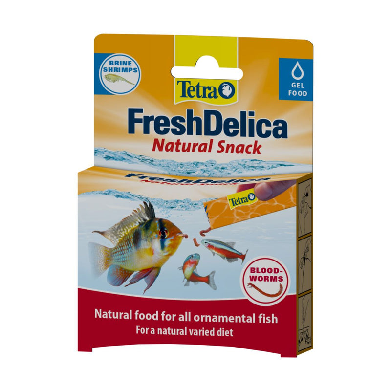 Tetra FreshDelica Bloodworms- Nutrient-Rich Gel Treats for All Ornamental Fish with Natural Aquatic Animals & Essential Vitamins 48 Grams