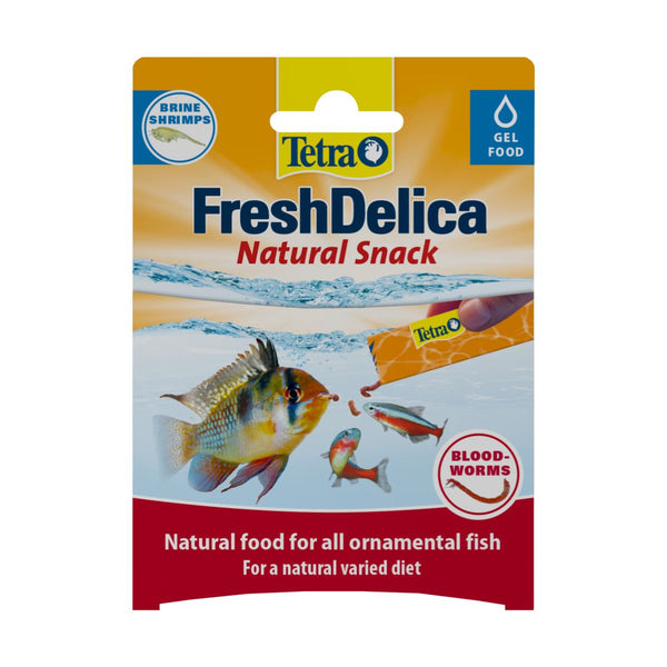 Tetra FreshDelica Bloodworms- Nutrient-Rich Gel Treats for All Ornamental Fish with Natural Aquatic Animals & Essential Vitamins 48 Grams