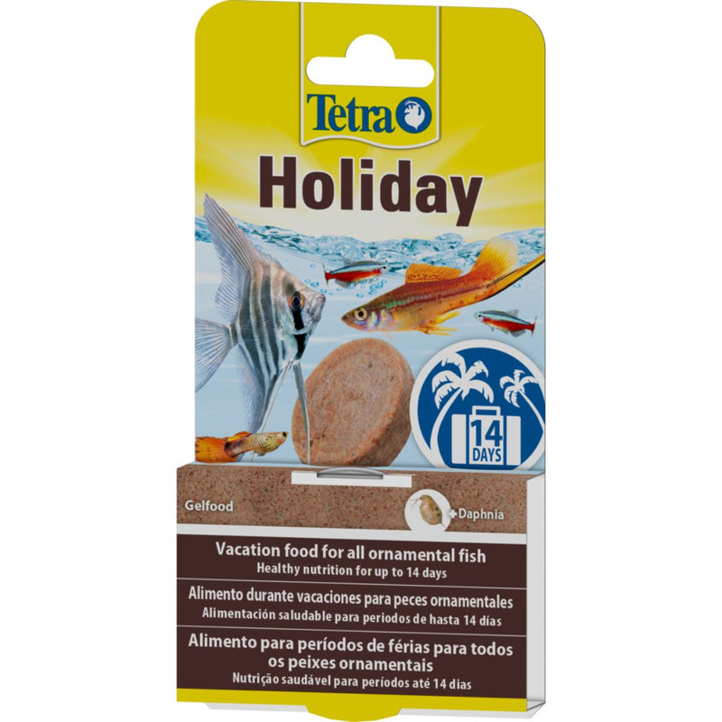 Tetra Holiday Fish gel food block provides fish with up to 14 days of nutrition Enriched with extra-tasty daphnia For optimum water values 30 Gram pack